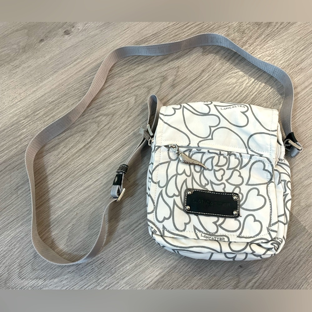 LANCASTER Paris - Cream & Black Heart Print Crossbody Bag